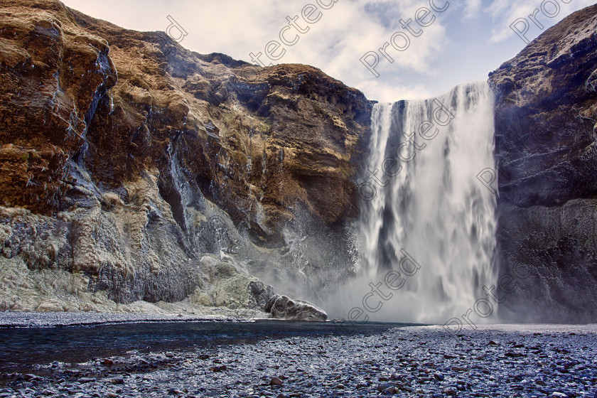 0505 Skogafoss 
 Seljalandsfoss waterfall, Iceland 
 Keywords: Iceland, Waterfall, Seljalandsfoss Waterfall, Distant, Nature, Winter, Cold, Frozen, Ice, Water